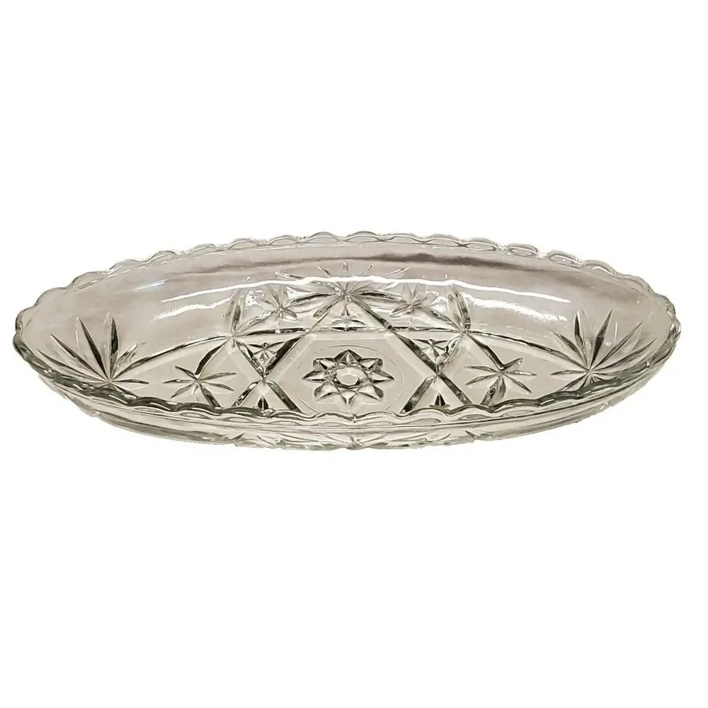 Anchor Hocking Prescut Clear Pickle Dish 8¾